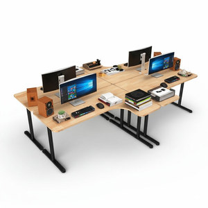 Juego de Escritorios Esquineros en Forma de L TIO HBTO015, 4 Unidades, Diseño Contemporáneo de Lujo, Patas de Hierro y Melamina, para Estudio, Cocinas Modernas y Oficinas - Product Image 1
