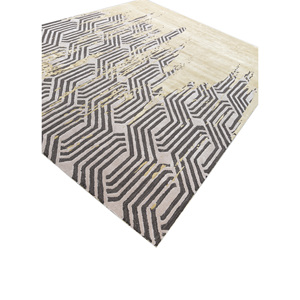Adrift Gold <b>Hand</b> <b>Tufted</b> Wool & Viscose <b>Rug</b> Geometric Pattern for Home Use-Tra-15235 - Product Image 2