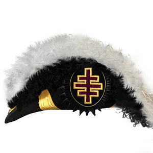 Past Grand Master Knights Templar 2025 Encomienda de calidad premium Chapeau - Black Underlayer Plumes MOQ Servicio OEM - Product Image 1