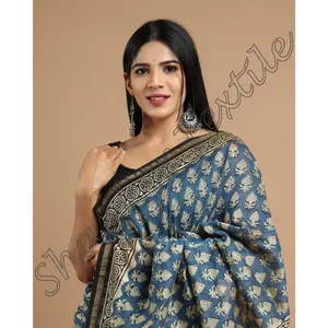 New Print Chanderi Silk Saree / Sari con camicetta per le donne New Print Chanderi Silk Saree Block Printed Party Wear Indian Wedding