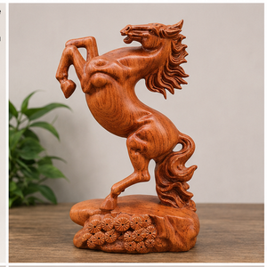 Escultura de Caballo de Madera Hecha a Mano, Figura de Animal Tallada, Artesanía Tradicional de Madera para Decoración de Mesa de Salón - Product Image 4