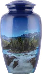 Urna de cremación con diseño de Río hecha a mano para cenizas humanas adultas, urna funeraria y funeraria con bolsa de terciopelo, urna decorativa para cenizas conmemorativas - Product Image 5