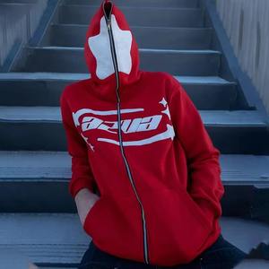 OEM Custom Oversized 100% Cotton Heavyweight Streetwear Full Face Zip up 3D Puff Print Unisex <b>Hoodie</b> - Product Image 1