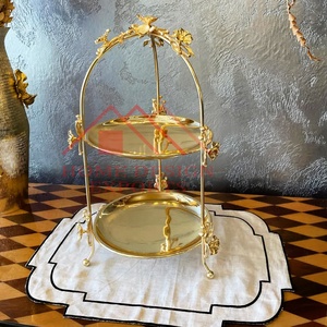 Support de gâteau décoratif en argent avec Logo personnalisé pour décor d'affichage de mariage, support de gâteau en métal à 2 niveaux, tasse de fête d'anniversaire - Product Image 5
