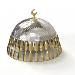 Cazuela redonda aislada de metal blanco con tapa y detalle de nácar perfecta para bodas y servir ollas calientes - Product Image 2