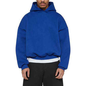 Logotipo personalizado Ropa de hombre Streetwear 100% Sudadera con capucha de algodón de alta calidad Heavyweight Boxy Hoodie - Product Image 1