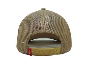 Customized Beige Mesh Trucker Hat for Streetwear Brands with 3D Raised Embroidery Durable Daily Lifestyle Cap - Product Image 2