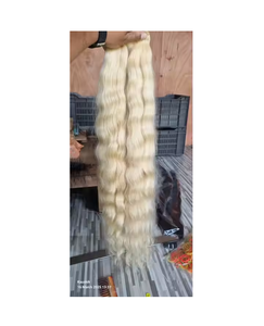 Extensions de cheveux indiens blonds bruts de haute qualité Bonne qualité Trame soyeuse Cheveux chimiquement traités Blanchiment - Product Image 6