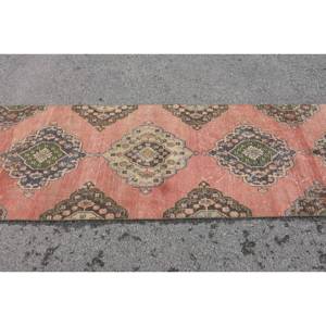 Alfombra Kilim roja y verde clásica, 3,1x12,9 pies, lana, área grande, rectángulo turco, patrón abstracto, látex de 10mm para alfombras de pasillo - Product Image 4