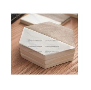 2024 Sci ถาดรองแก้วไม้และเรซินทรงหกเหลี่ยมทรงกลมสำหรับดื่มกาแฟชาจากคอลเลกชันคริสต์มาส - Product Image 1