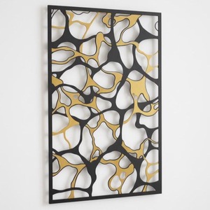 Decoración de Pared Metálica Abstracta Premium en Negro y Dorado, Ideal para Sala de Estar, Dormitorio y Oficina, Procedente de la India - Product Image 1