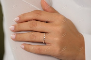 Anillo de Boda de Oro Sólido de 14k con Diamantes Baguette Eternity para Mujer, Anillo de Aniversario, Joyería de Moda Brillante, Diseño Personalizado, 0.64CTW Prong - Product Image 5