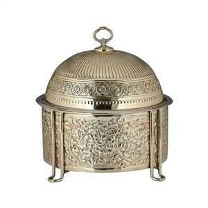 Réchauffeur en acier inoxydable de qualité supérieure de forme ronde pour le réchauffement des aliments de table New Look Metal Hotpot Nickel Plated Casserole - Product Image 5