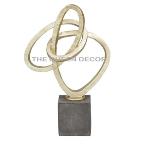 Top Modern Design Round Shape Decorative Sculpture Handmade Aluminum Metal with Marble Base Silver Plated for <b>Desk</b> Organizer - Product Image 2