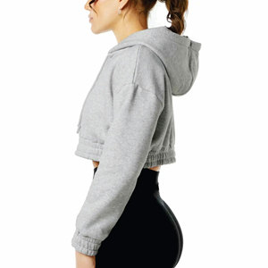 Sudaderas transpirables para mujer, fabricante personalizado de algodón Spandex, color sólido, forro polar, Top corto, sudaderas con capucha para mujer - Product Image 3
