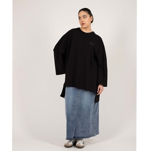 Cotton Modest Shirt Abaya Breathable <b>Oversized</b> T-Shirt with Embroidered Print Casual Long Style Blouses & Shirts Olive Color - Product Image 4