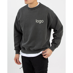 Sweat-shirt ras du cou à col épais vintage fait sur mesure 100% coton en éponge française délavé à l'acide surdimensionné brodé avec logo - Product Image 4