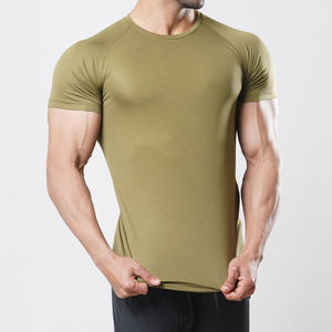 Camiseta de gimnasio para hombre, ropa de Fitness transpirable lisa y sólida con mangas cortas para culturismo - Product Image 4