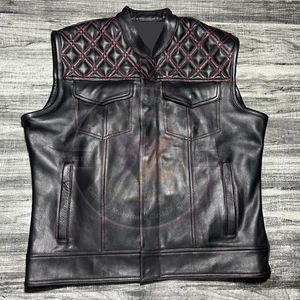 Men's Motorbike Genuine Leather Vest Motorcycle Street Biker Abrasion Resistant Genuine Leather Vest <b>Waistcoat</b> - Product Image 4