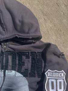 Fabricants de vêtements, streetwear, sweat-shirt d'hiver personnalisé vintage en coton français délavé à l'acide, appliqué de strass, ajoutez votre - Product Image 6