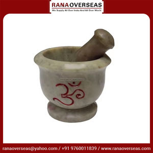 Ensemble de pilons à mortier en stéatite de dernière qualité avec broyeur Om pour graines d'épices et autres ingrédients de couleur naturelle - Product Image 3