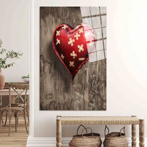 Canvas <b>Print</b>: Bandaged Red Heart in Street <b>Art</b> Style,TEMPERED GLASS <b>ART</b> - Product Image 1