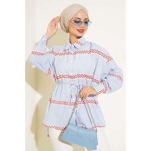 Camisa a rayas con estampado de hilo azul - Product Image 4