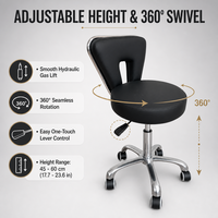 Tabouret de salon ergonomique professionnel à roulettes hydrauliques avec dossier, pivotant à 360°, chaise de technicien réglable pour spa, beauté, manucure