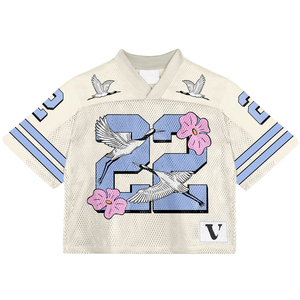 Personalice su marca Streetwear Football Jersey Trendy Mesh Crop Top Bordado Logo Design American Style Sports Shirt Unisex - Product Image 3