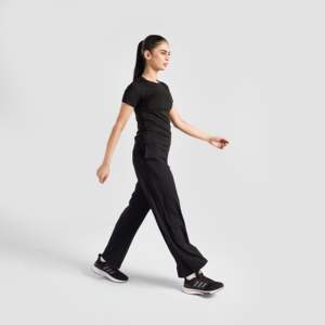 Pantalon évasé décontracté Prism à jambes larges, respirant, noir, en tissu mélangé, tailles XS à XL, avec logo décoratif - Product Image 4