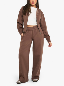 Wholesale Plus Size <b>Tech</b> Sports Women Clothing Sweatsuit French Terry Oversized Zipper <b>Jacket</b> &Pants Breathable Matching Set - Product Image 6