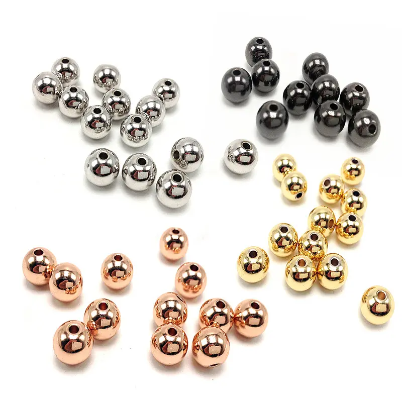 Wholesale Bulk 3/4/5/6/8/10mm DIY Round metal beads High quality Loose beads for jewelry making