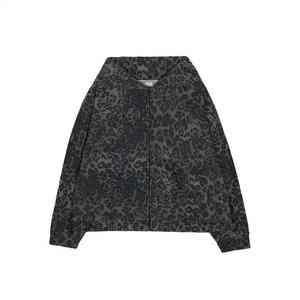 custom <b>Sweatshirt</b> 100% Percent Cotton All Over <b>Leopard</b> <b>Printed</b> Boxy Fit Zipper Acid Wash Hoodie for men - Product Image 1