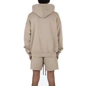 Survêtements deux pièces personnalisés vêtements de sport couleur unie vierge 100% coton vêtements pour hommes sweat à capuche respirant et ensemble short High Street - Product Image 6