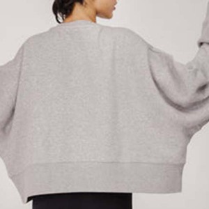 Sudadera de poliéster/algodón de gran tamaño en blanco para mujer, venta al por mayor, forro polar pesado, 300g, decoración bordada, diseño de hombro caído - Product Image 6