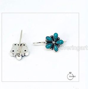 ต่างหูห้อยทรงหยดน้ำ ประดับพลอยเทอร์ควอยซ์ธรรมชาติ หินประจำเดือนธันวาคม ของขวัญคริสต์มาส เครื่องประดับทำมือ เงินแท้ 925 - Product Image 3