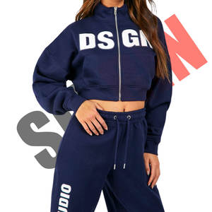 Bajo MOQ al por mayor de 2 piezas de algodón conjuntos de ropa de mujer chándal ropa de calle Loungewear Casual sudadera conjunto para mujer - Product Image 5