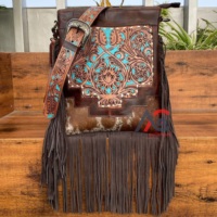 Sac à main en cuir de vachette usiné à la main de style occidental avec franges Sacs à bandoulière de luxe pour femmes de créateur de mode