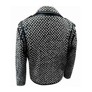 <b>jacket</b> for men <b>Sheepskin</b> 2025 High Quality Stand Collar Rock Punk Leather <b>Jacket</b> for Men High Quality Stylish Studded OEM - Product Image 5