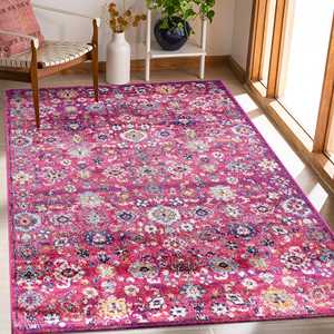 พรมลายดอกไม้สไตล์วินเทจโบโฮ รุ่น 7653-สีชมพู โดยเน็ตไลน์โฮม ขนาด 80x240 ซม. - ดีไซน์หรูหราและประณีตสำหรับตกแต่งบ้าน - Product Image 5