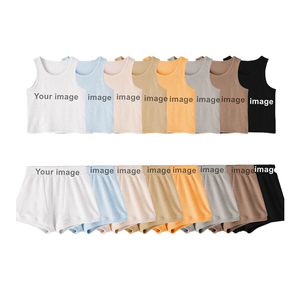 Customized Eco-Friendly Velvet <b>Lace</b> Button Sweet Spaghetti Strap Loungewear Women Sets Tank Top High-Waisted Shorts Two-Piece - Product Image 3