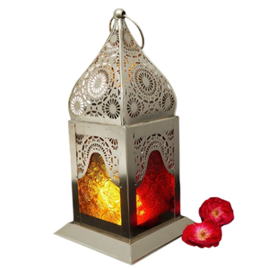 Finest Quality <b>Large</b> Moroccan Style Metal Glass Candle <b>Lantern</b> Handcrafted Modern Decorative Hanging for Home Christmas Metal - Product Image 6