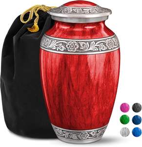 Urna grande de cremación azul para adultos, urna funeraria conmemorativa única de esmalte de aluminio moderno de alta calidad para simpatía amada - Product Image 3