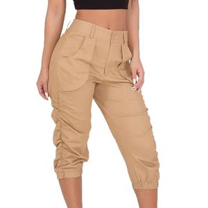 2024 nouvelle mode taille haute élastique cordon ample jambe large toile pantalon femmes hiver Cargo pantalon poches latérales broderie - Product Image 4