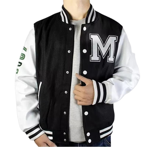 MOVATEXTILES Veste de baseball universitaire à manches en cuir originale Blouson de baseball Letterman Varsity Blouson de baseball PU - Product Image 1