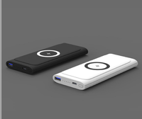 Batterie externe portable 10000mAh Li-Polymère avec charge sans fil 18W/15W/12W, charge rapide, entrée Type-C, prises universelles, blanc/noir