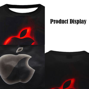 T-shirt personnalisé pour homme, dégradé noir et blanc |   T-shirt graphique Neon Glow Apple |   Haut décontracté sportif à logo imprimé numériquement sur le devant – Vente en gros - Product Image 3