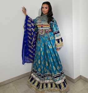 2025 haute qualité afghan Kuchi modeste Style robe pour adultes filles à la mode longue plissée robe évasée fermeture éclair dentelle en gros - Product Image 5