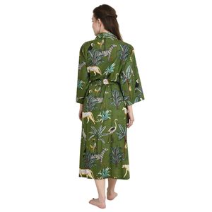 Pure Cotton Handblock Kimono Floral Boho Bath Robe Spring Summer Animal Print Beach Cover up Fashion <b>Cardigan</b> Swimsuit Cover Ups - Product Image 2