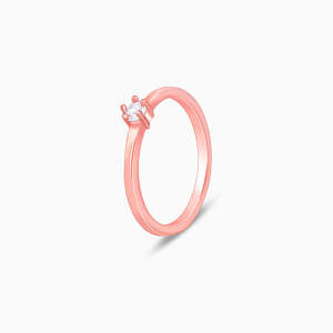 Anillo Cuadrado de Oro Rosa de Lujo con Incrustaciones de Plata y Chapado de Alta Calidad, Diseñado en un Estilo Geométrico de Corazón - Product Image 1